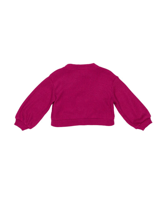 Girl Knit Sweater with Balloon Sleeves Amaranth / 7Y