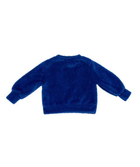 Girl Fuzzy Sweater with Star Patches Indigo / 7Y