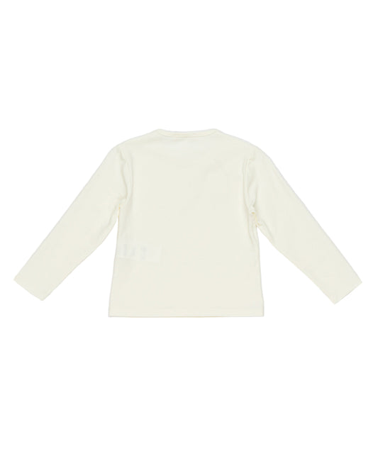 Girl Long Sleeve Top with Bow Accents Off White / 7Y