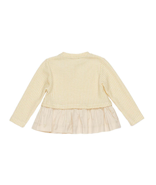 Girl Knit Top with Bow and Ruffle Hem Butter / 7Y