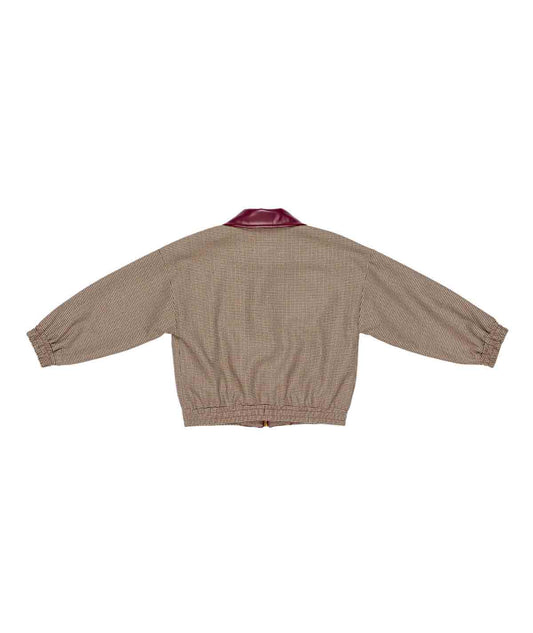 Girl Checked Jacket with Contrast Trim Plum Check / 8Y