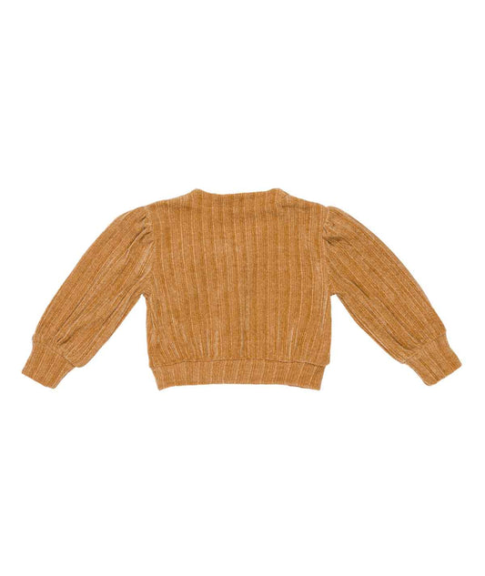 Girl Ribbed Cardigan with Heart AppliquĊ½s Caramel / 7Y