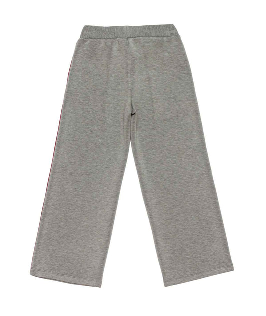 Girl Wide-Leg Pants with Contrast Side Stripe Melange Gray / 8Y