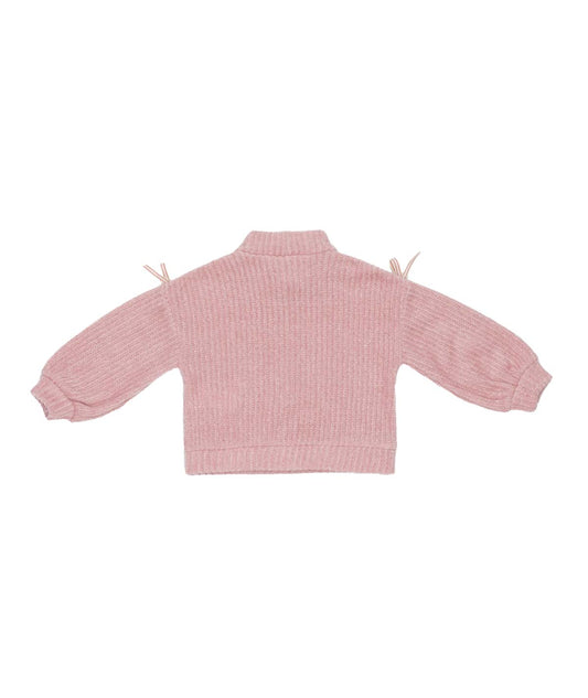 Girl Knit Sweater with Shoulder Bows Pink / 7Y