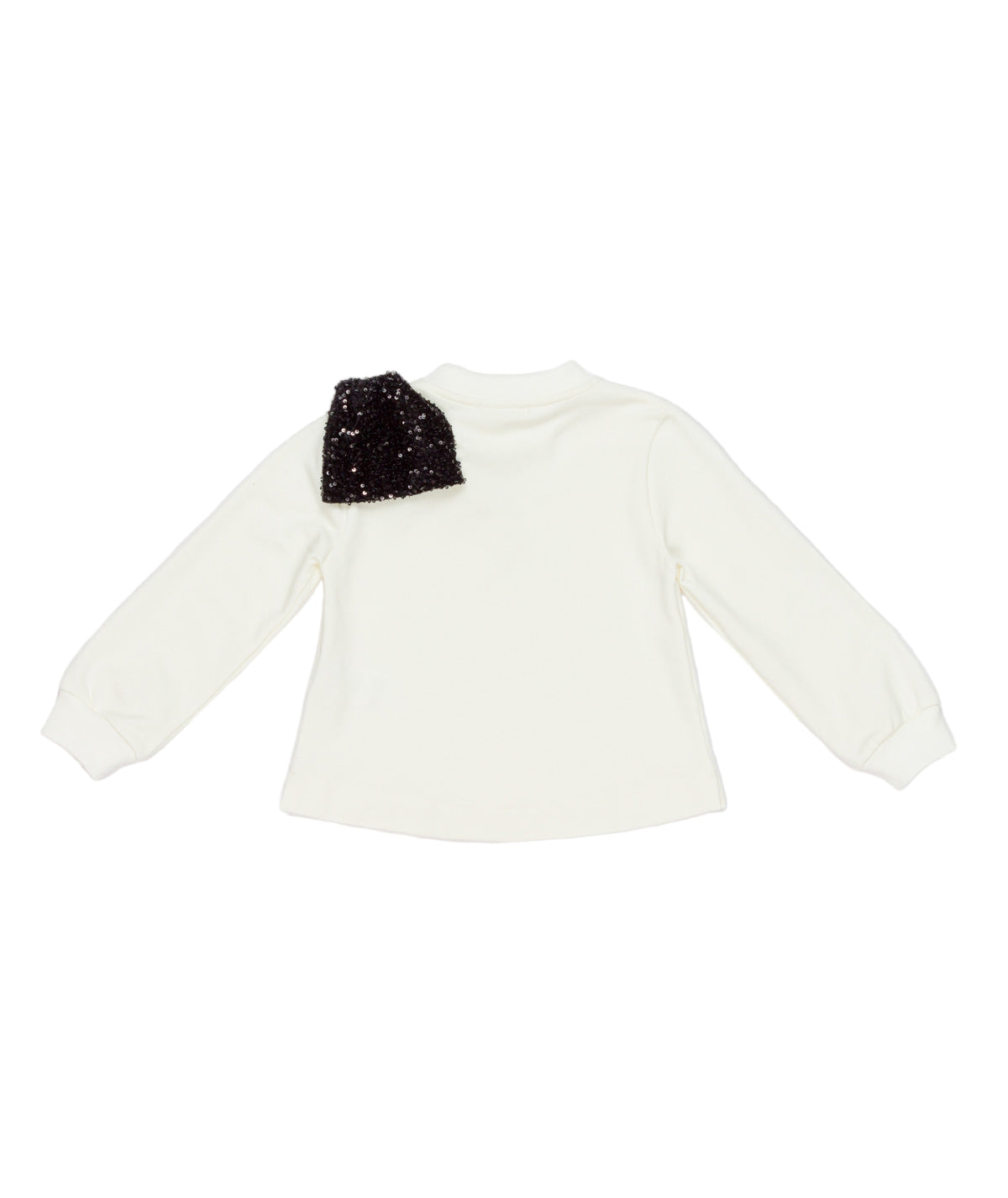 Girl Long-Sleeve Top with Sequin Shoulder Bow Off White / 7Y