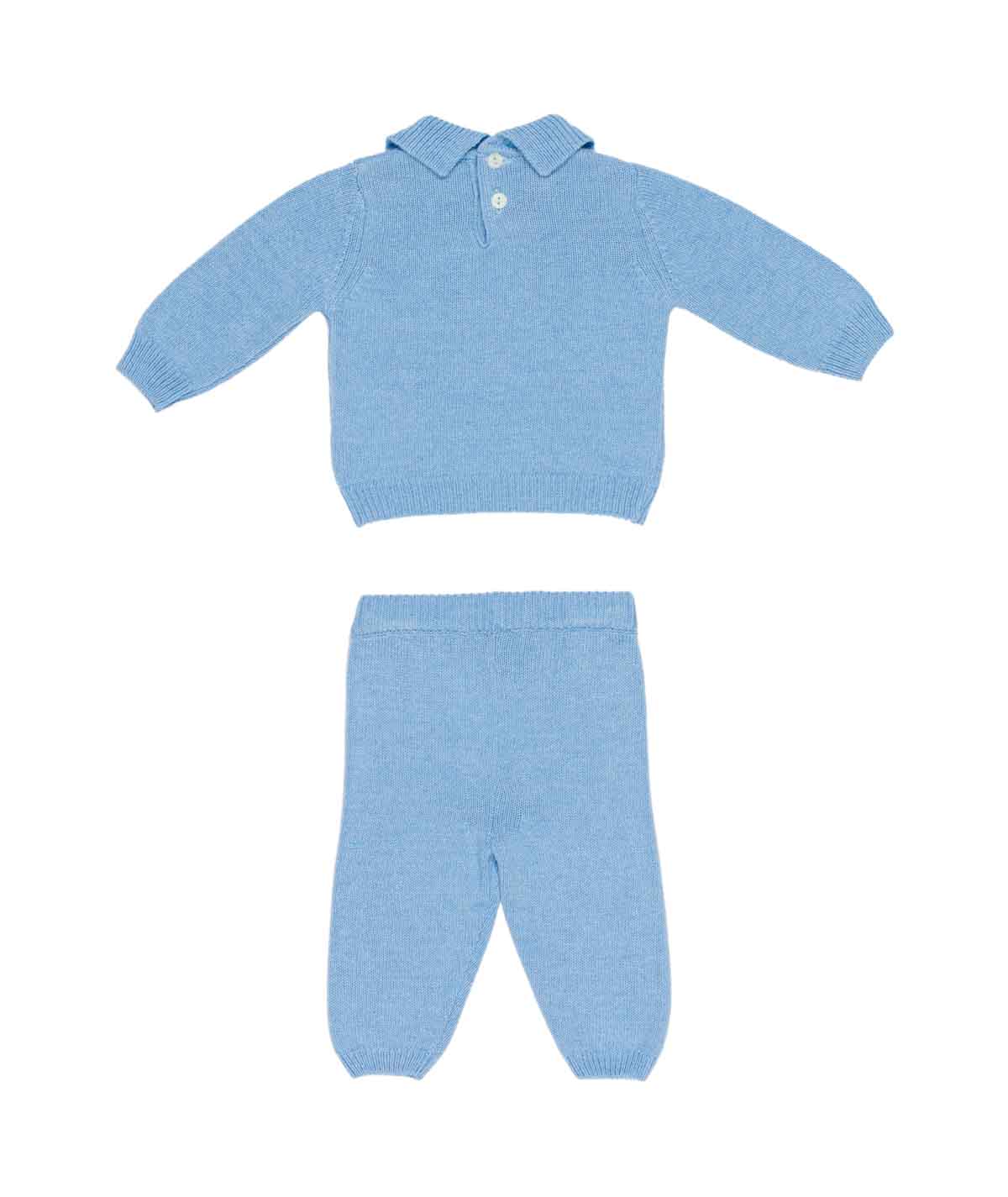 Baby Boy Knitted Two-Piece Set with Collar Off White / 3M