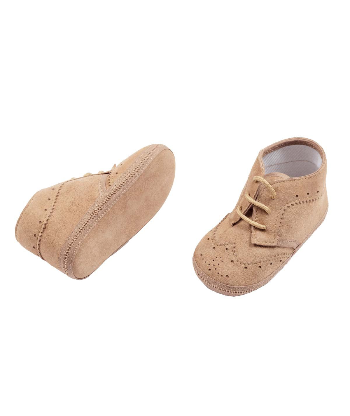 Baby Suede Lace-Up Shoes Cookie / 19N
