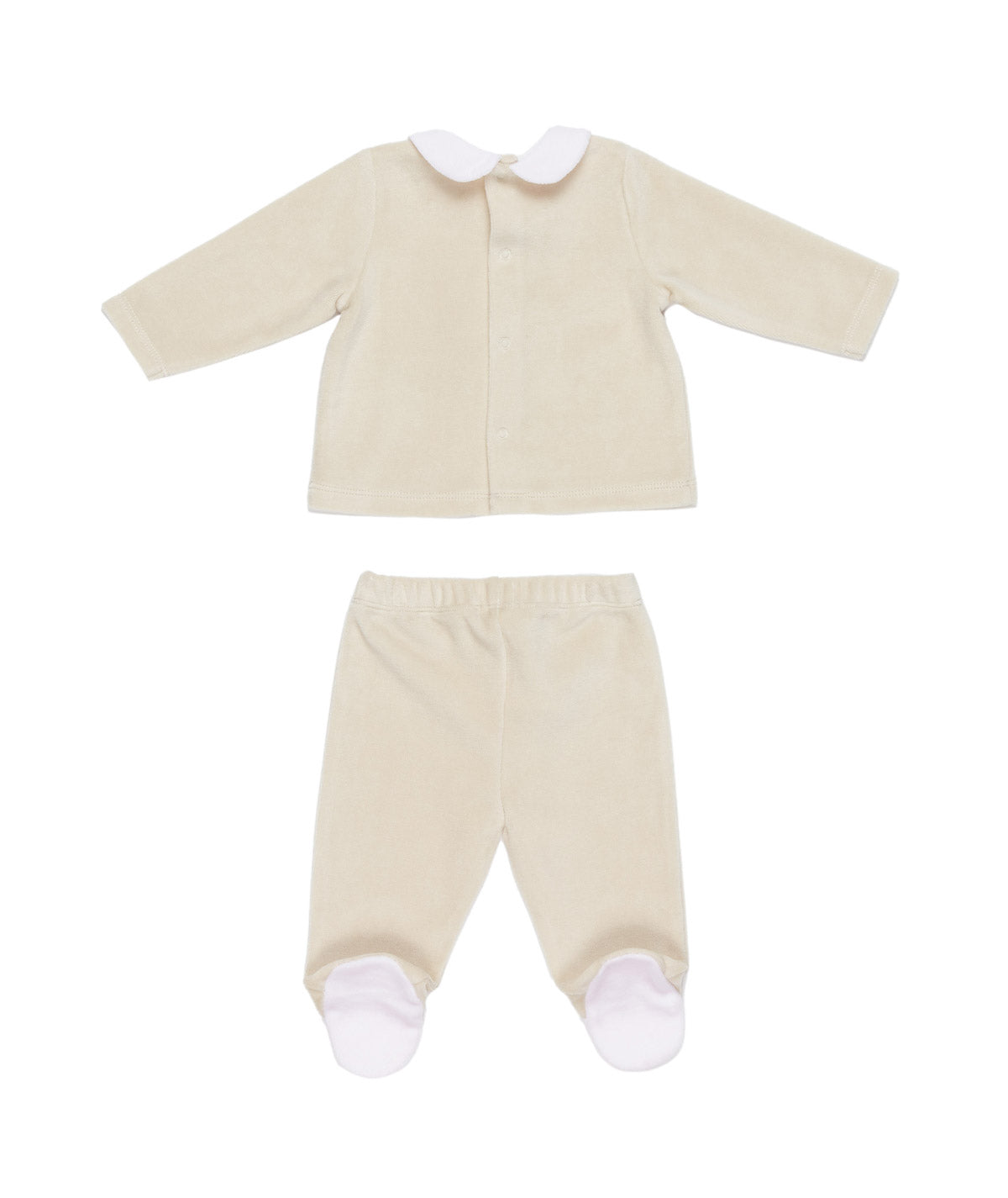 Baby Girl Two-Piece Velour Set with Teddy Bow Ecru / 6M