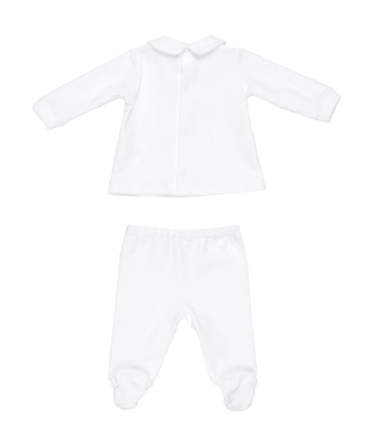 Baby Girl White Two-Piece Set with Daisy Embroidery Off White / 3M