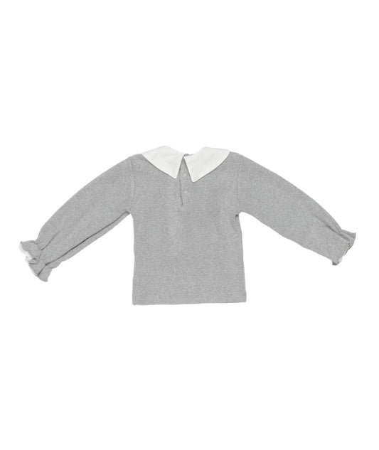 Baby Girl Top with Contrast Collar and Bow Melange Gray / 9M