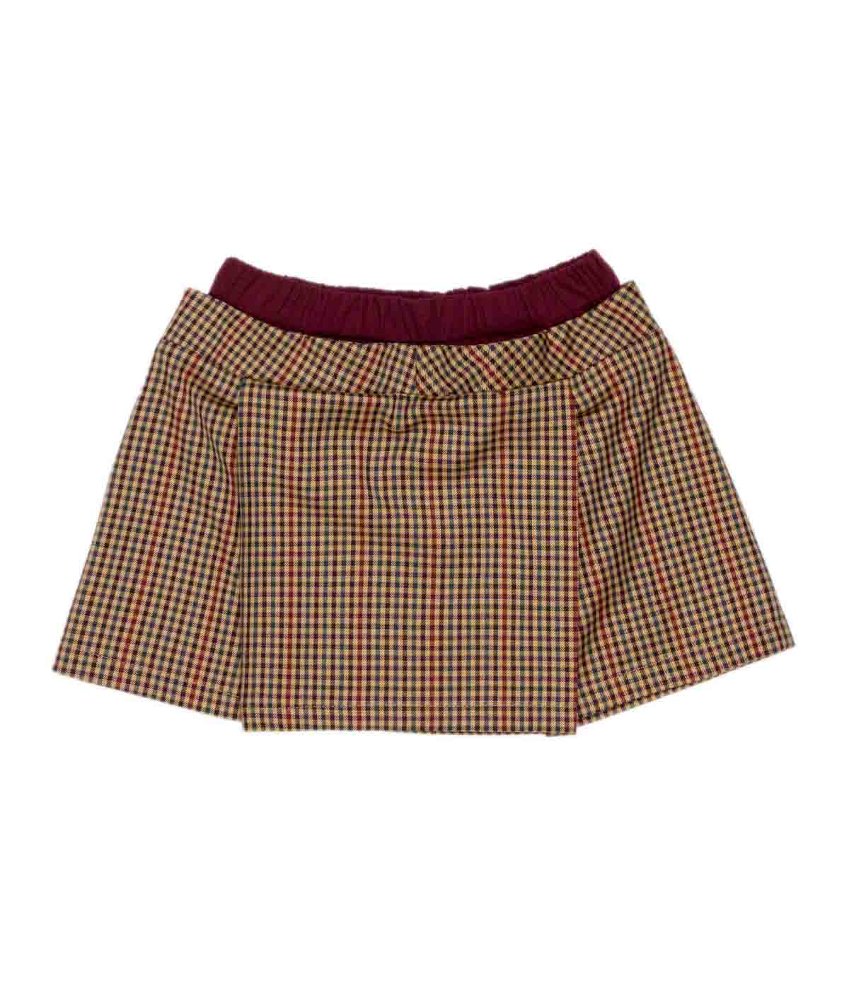 Checked Pleated Skirt with Elastic Waist Brown / 8Y