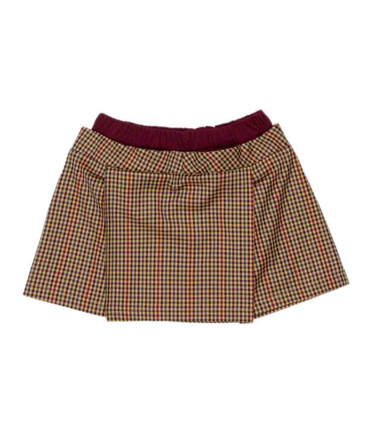 Checked Pleated Skirt with Elastic Waist Brown / 8Y
