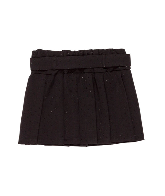 Pleated Skirt with Belt and Sparkle Detail Black / 8Y