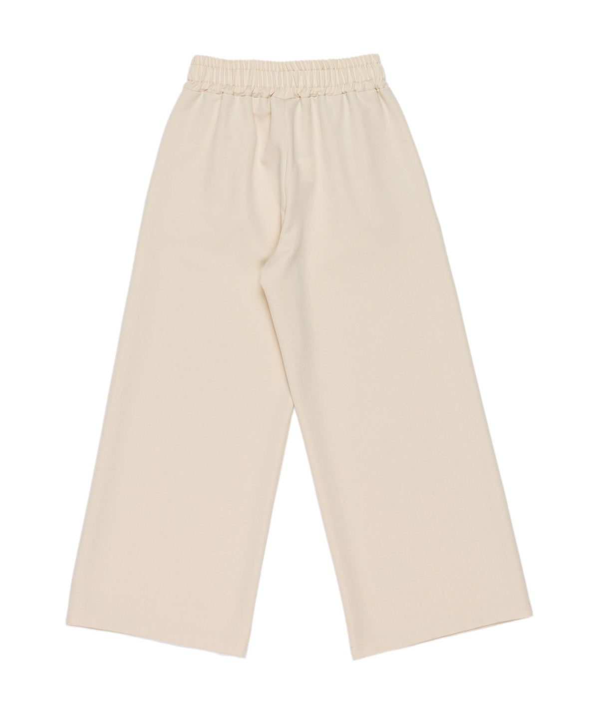 Wide-Leg Cream Pants with Elastic Waist Black / 8Y