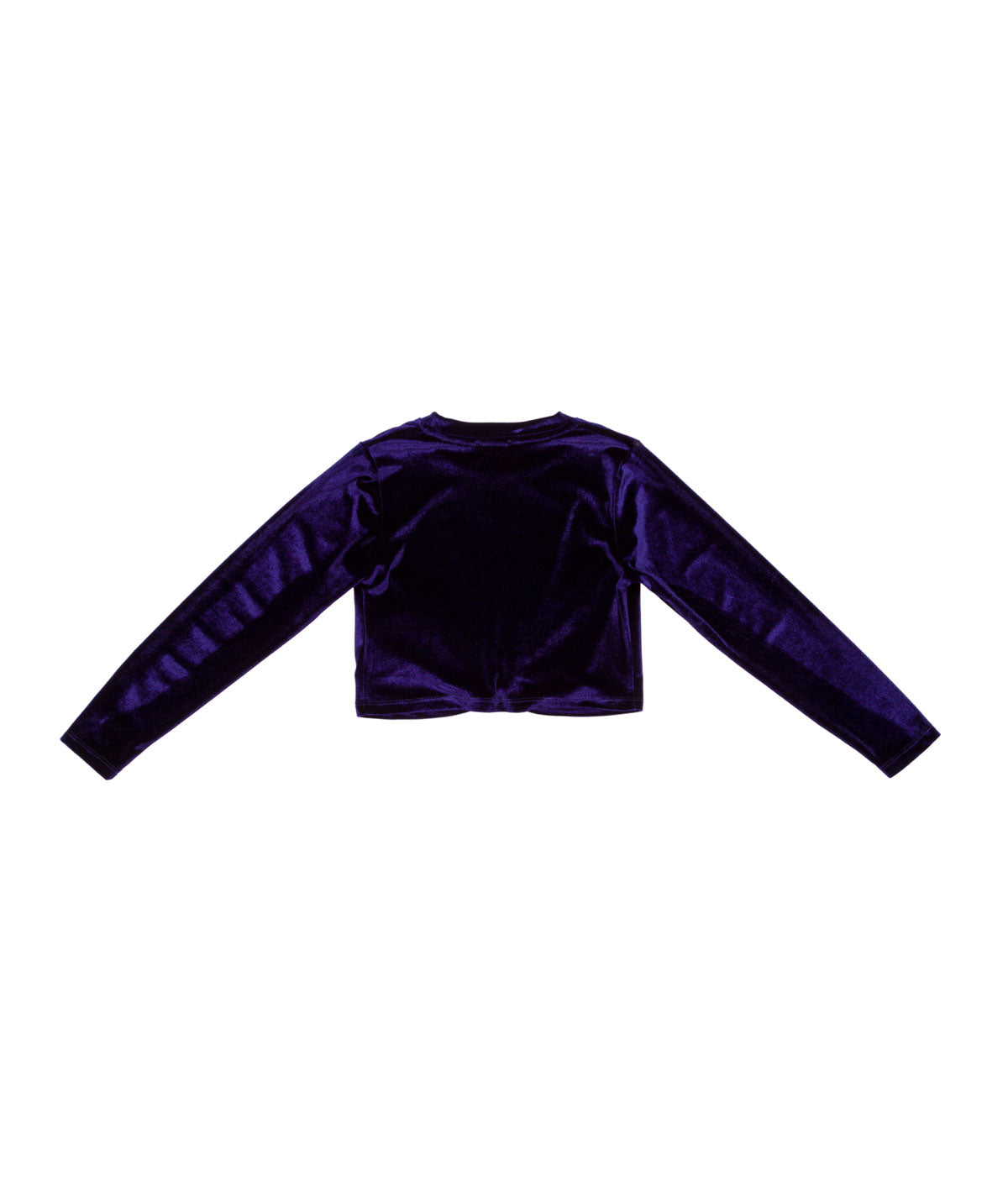 Velvet Long-Sleeve Crop Top with Front Knot Detail Black / 8Y