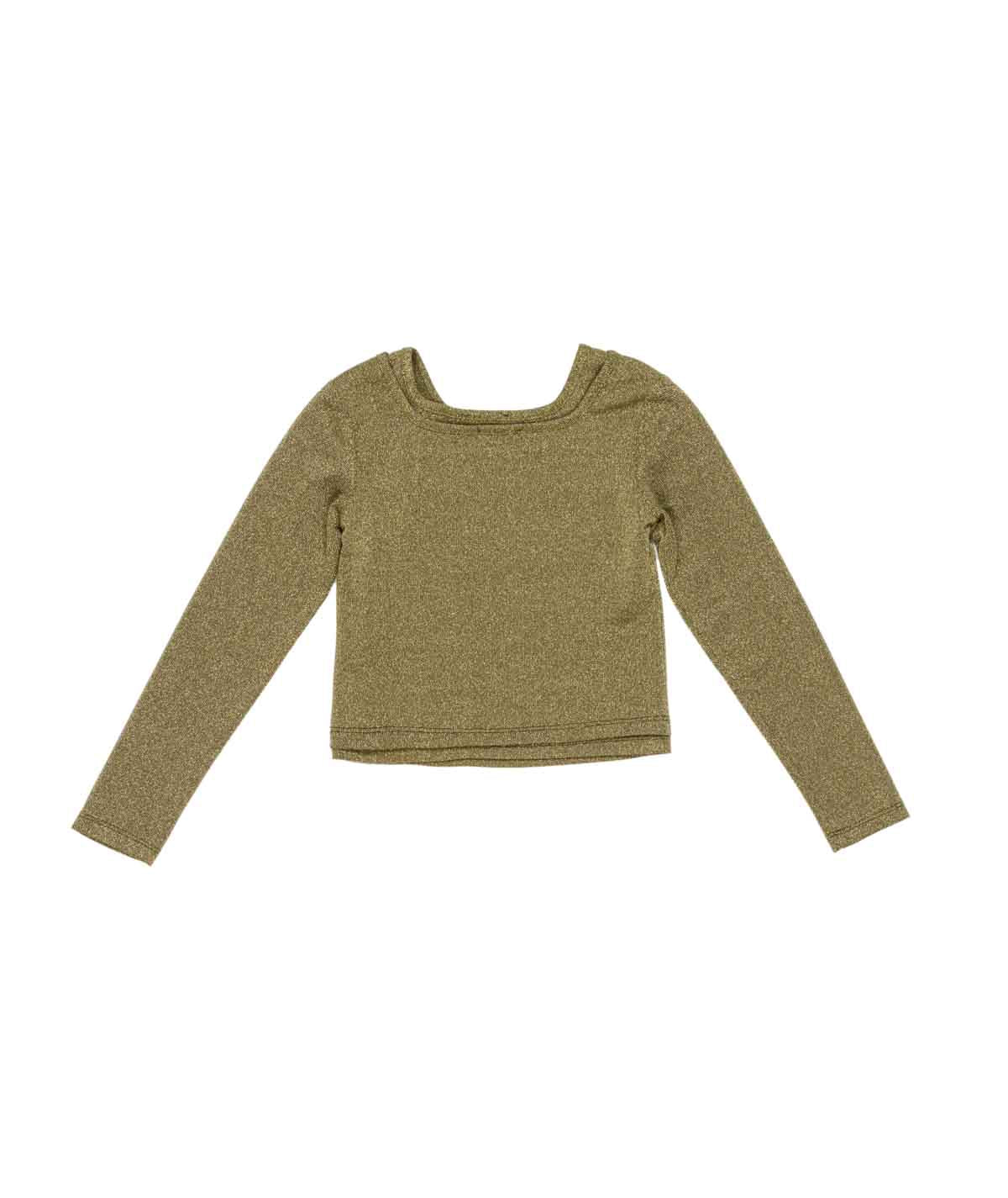 Shimmer Long-Sleeve Top with Square Neckline Green / 8Y