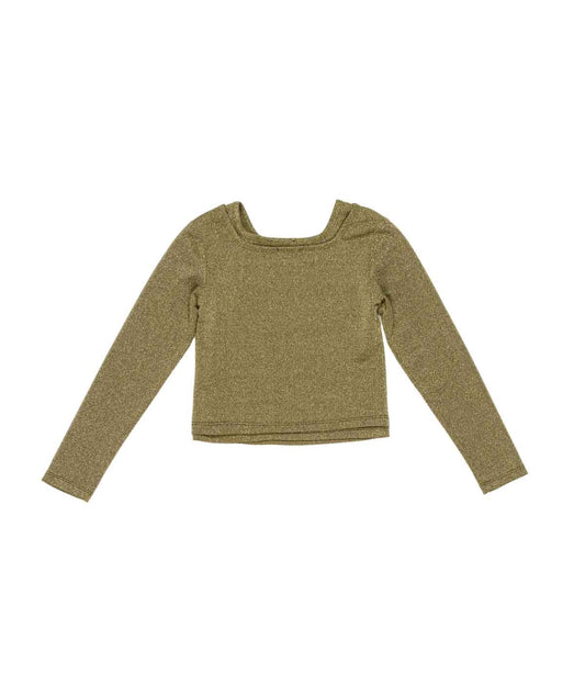 Shimmer Long-Sleeve Top with Square Neckline Green / 8Y