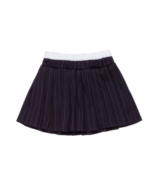 Pinstripe Pleated Skirt with Contrast Waistband Blue / 8Y