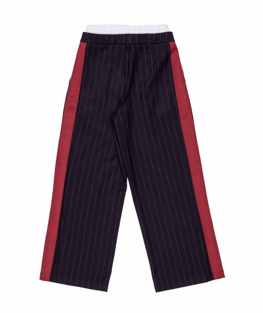 Pinstripe Wide-Leg Trousers with Contrast Side Stripes Pink / 8Y