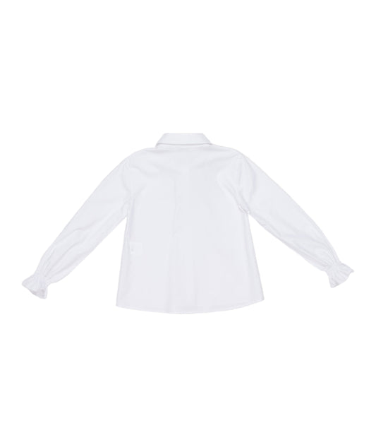 Classic Button-Up Shirt with Embellished Collar White / 8Y