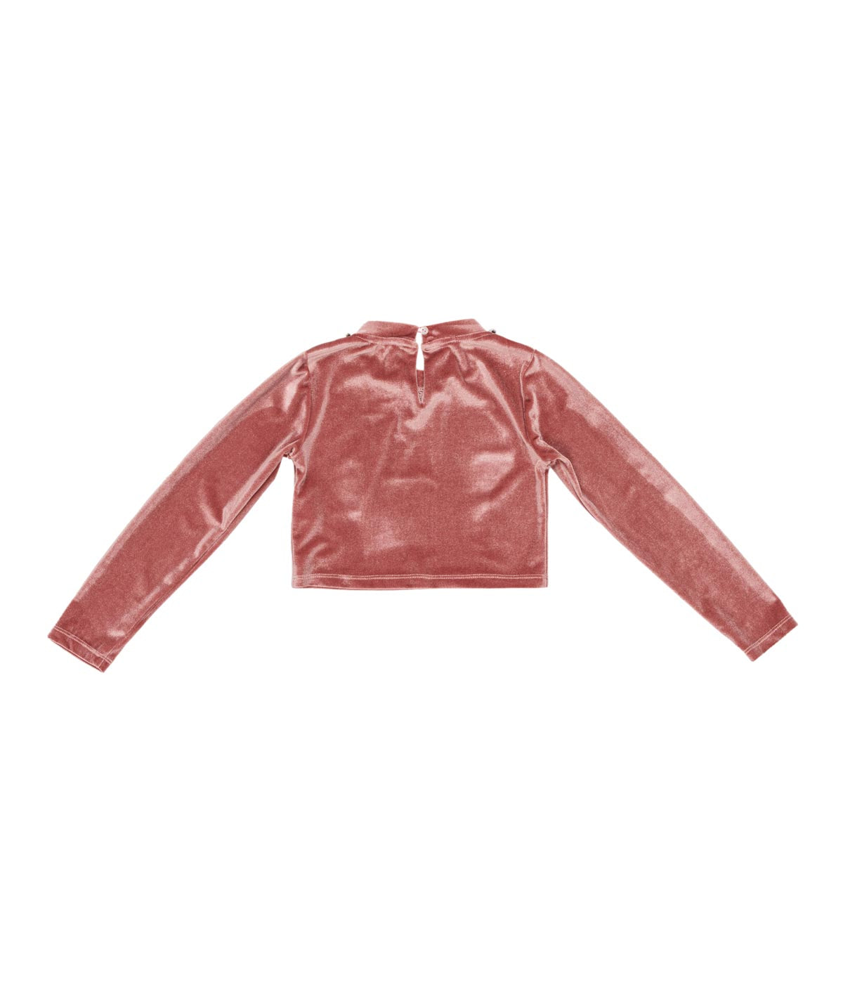 Velvet Crop Top with Embellished Neckline Pink / 8Y