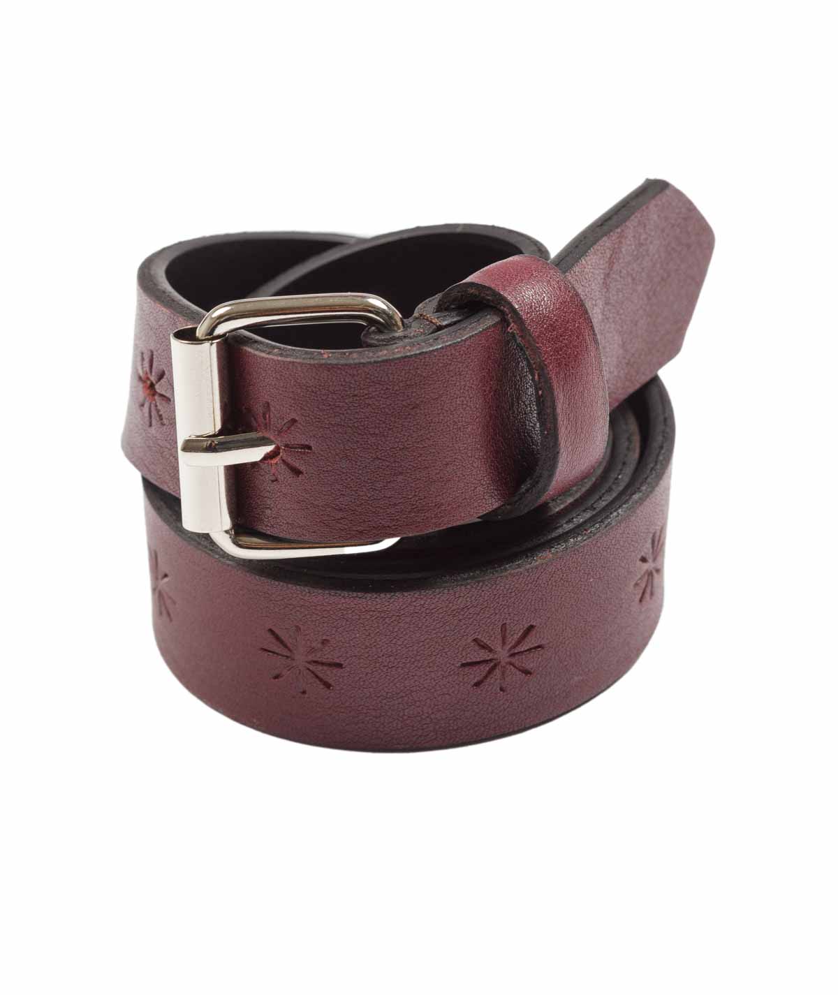 Boy Leather Belt with Embossed Star Detail