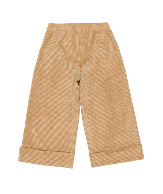 Girl Corduroy Wide-Leg Pants with Turn-Up Hem Caramel / 7Y
