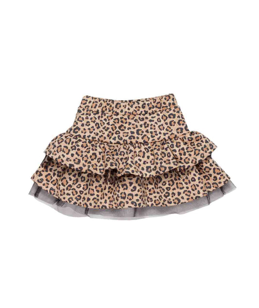 Girl Leopard Print Layered Skirt Spotted / 7Y