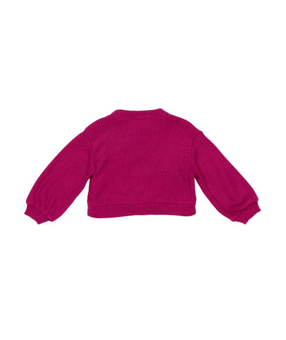 Girl Knit Sweater with Balloon Sleeves Amaranth / 7Y