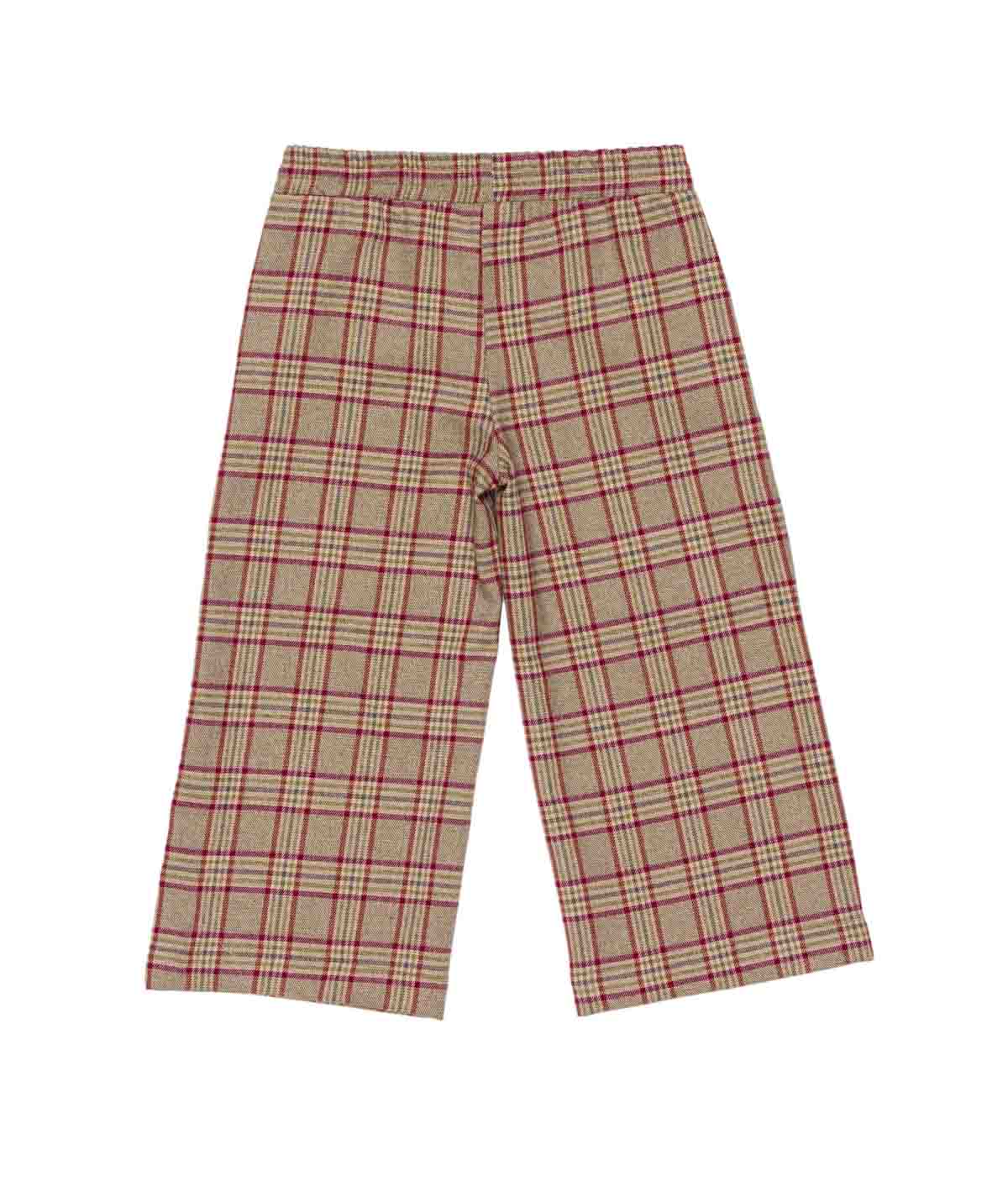 Girl Checked Wide-Leg Pants with Elastic Waist Amaranth Check / 7Y