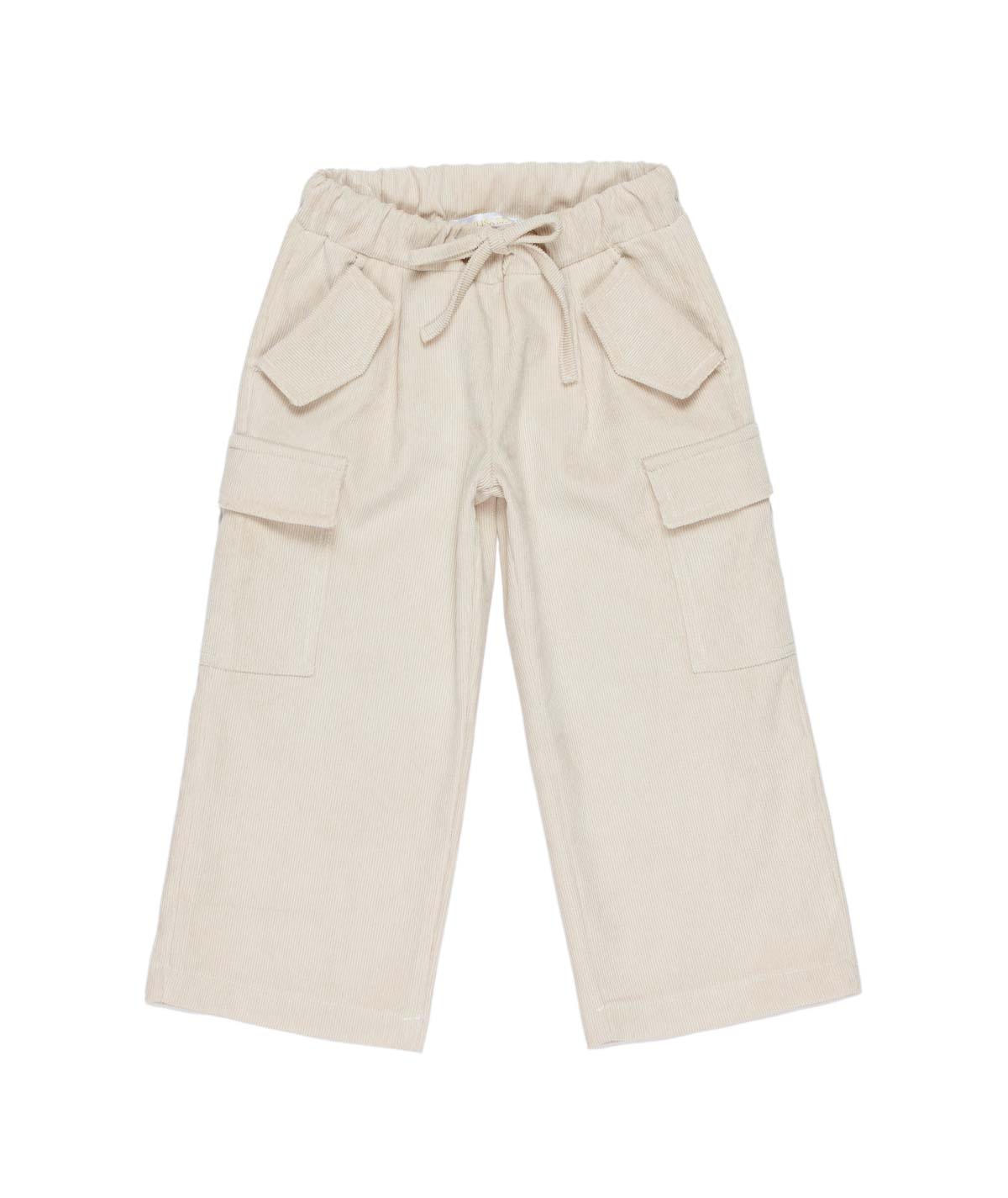 Girl Corduroy Cargo Pants with Drawstring Waist Butter / 7Y