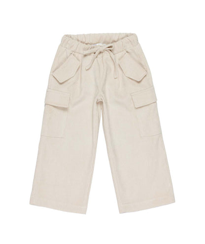 Girl Corduroy Cargo Pants with Drawstring Waist Butter / 7Y