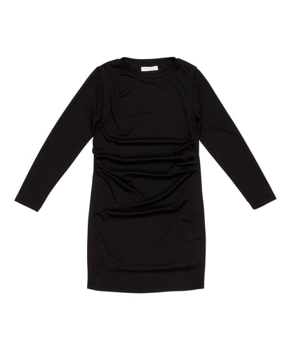 Girl Long-Sleeve Dress with Side Ruching Plum / 8Y