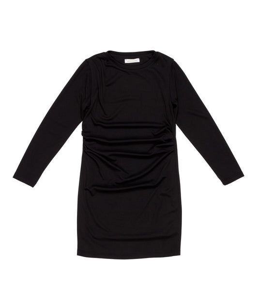 Girl Long-Sleeve Dress with Side Ruching Plum / 8Y