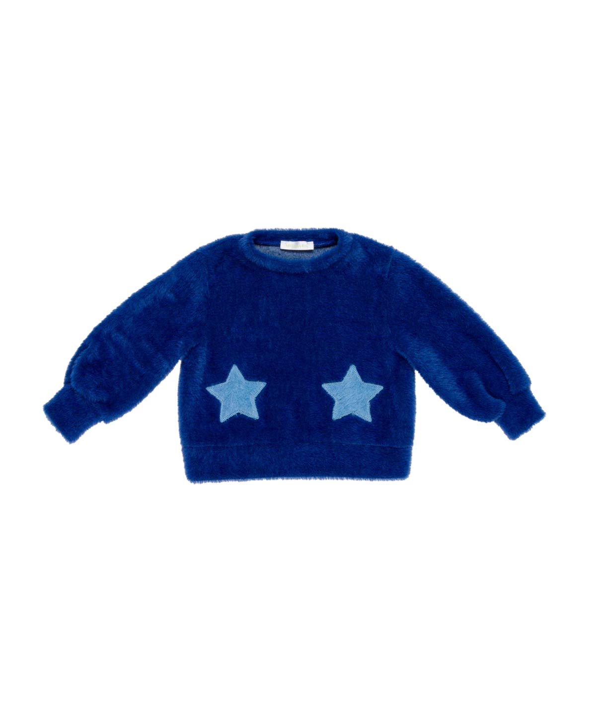 Girl Fuzzy Sweater with Star Patches Indigo / 7Y