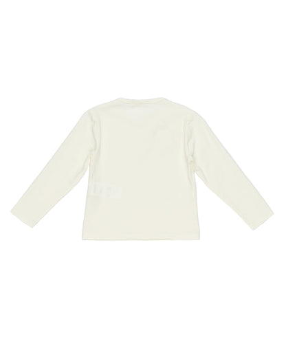 Girl Long Sleeve Top with Bow Accents Off White / 7Y