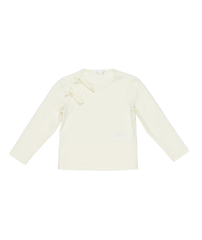 Girl Long Sleeve Top with Bow Accents Off White / 7Y