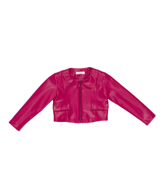Girl Cropped Faux Leather Jacket Amaranth / 7Y