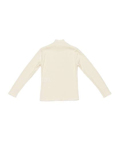 Girl Ribbed Long Sleeve Top with Ruffled Neckline Plum / 8Y