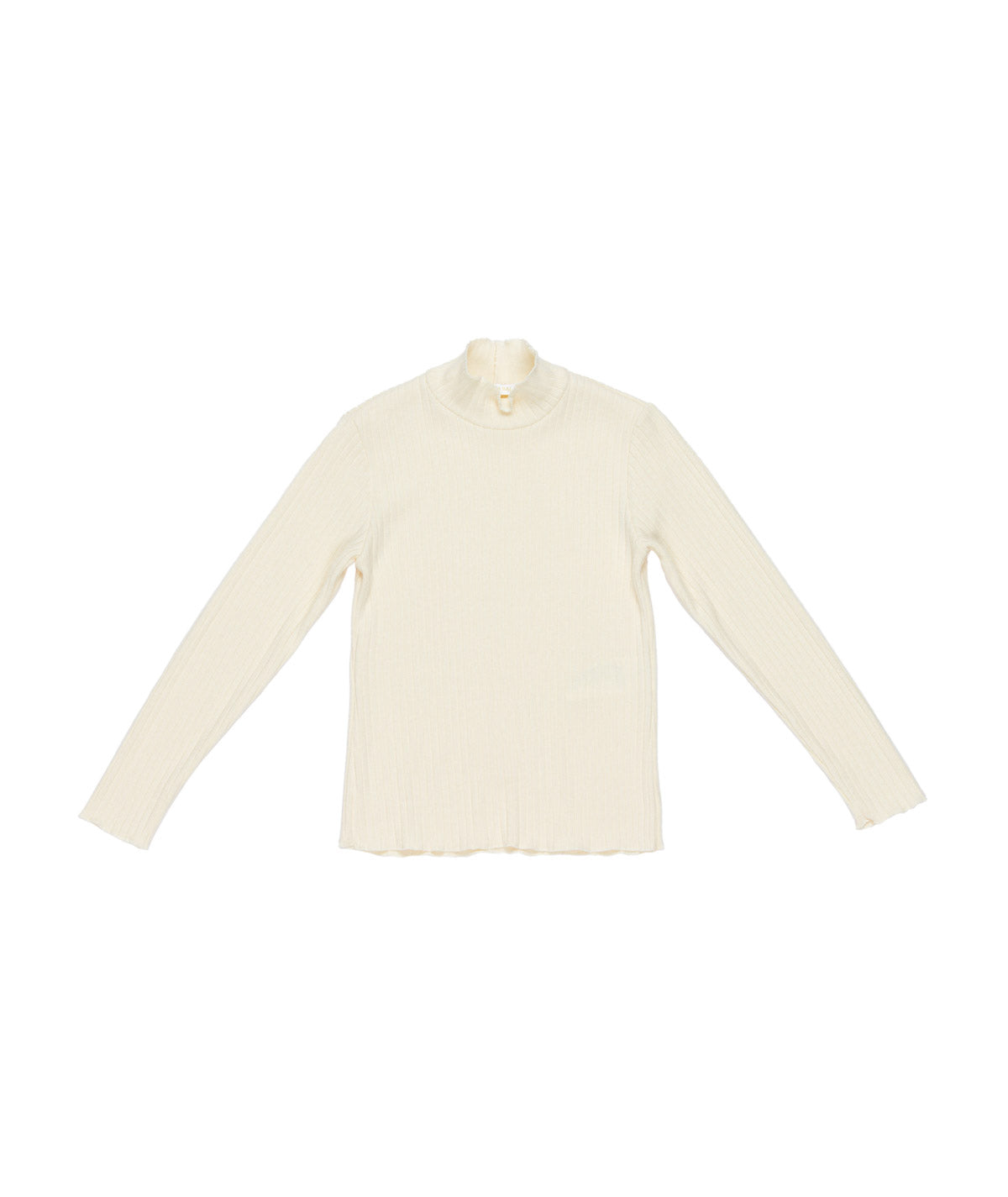 Girl Ribbed Long Sleeve Top with Ruffled Neckline Plum / 8Y