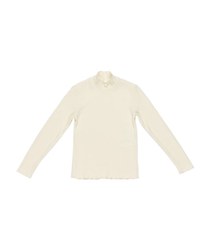 Girl Ribbed Long Sleeve Top with Ruffled Neckline Plum / 8Y