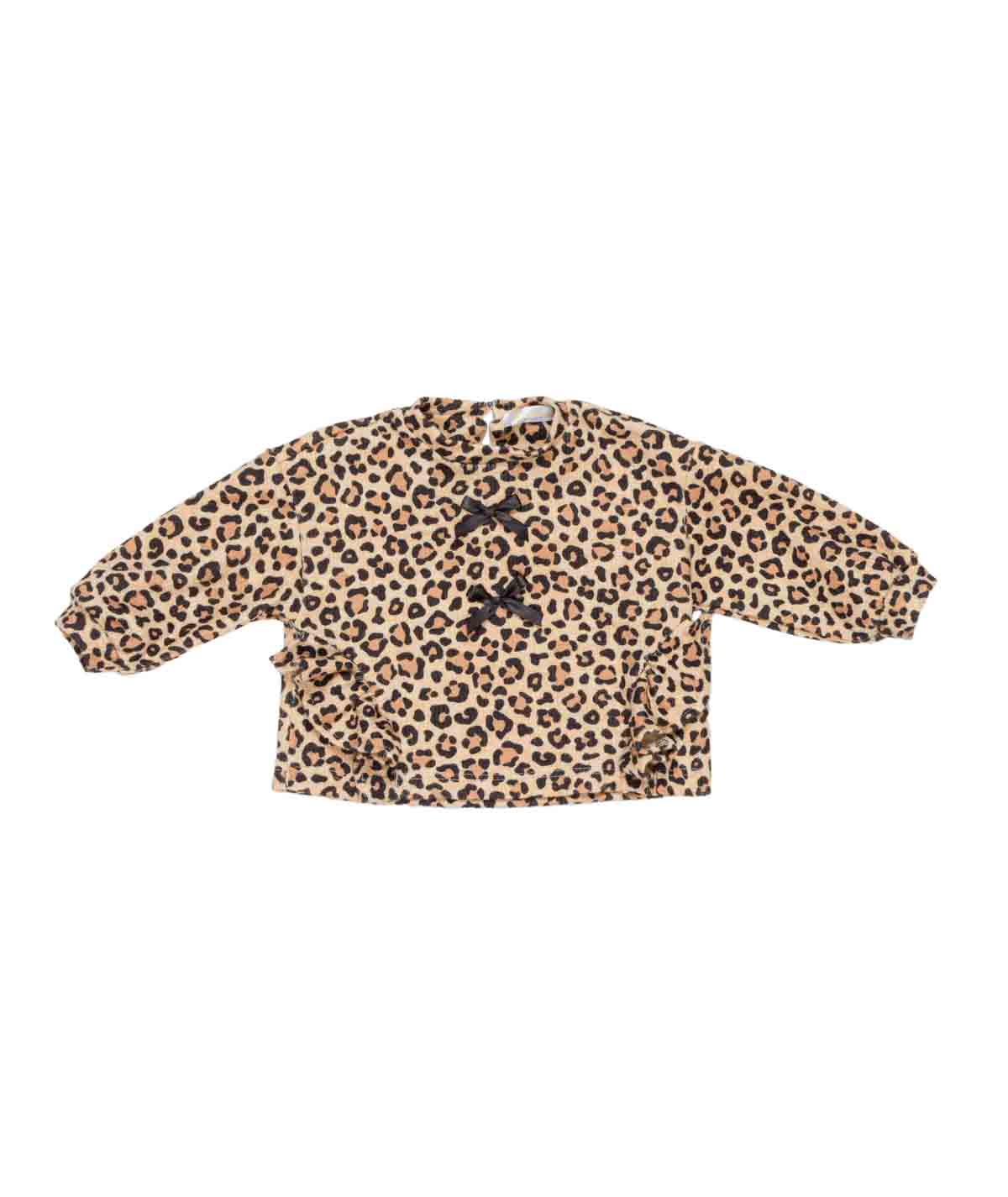 Girl Leopard Print Top with Bow Details Spotted / 9M
