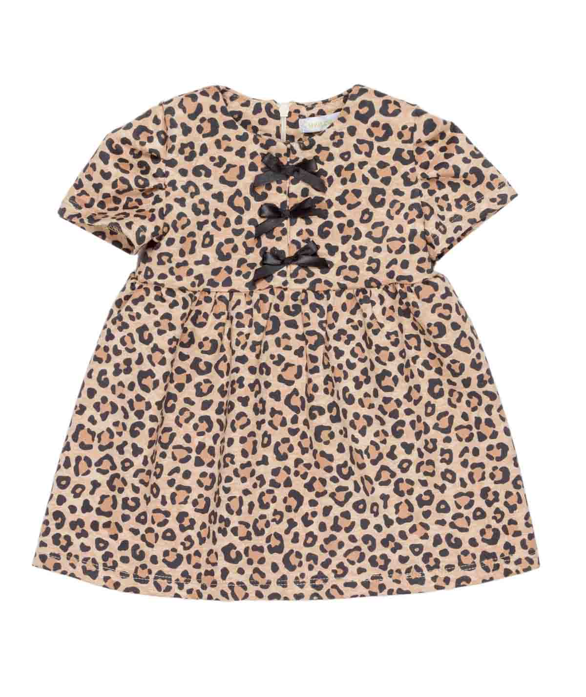 Girl Leopard Print Dress with Bow Accents Spotted / 9M