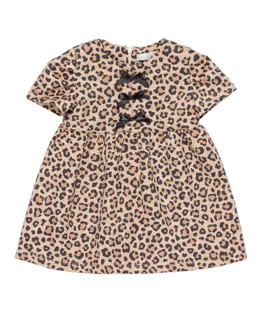 Girl Leopard Print Dress with Bow Accents Spotted / 9M