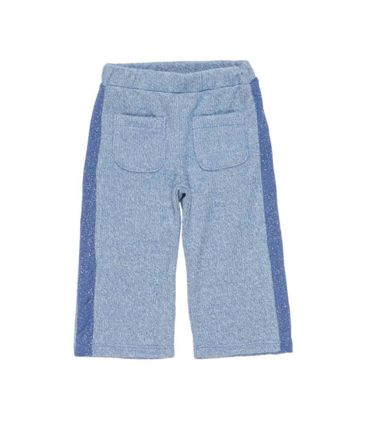 Girl Knit Pants with Side Stripes and Back Pockets Cerulean / 9M
