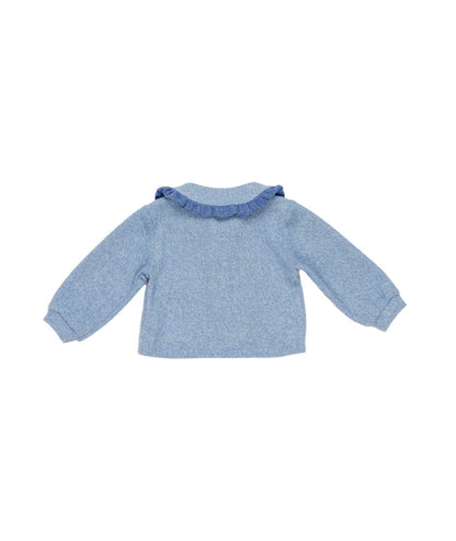 Baby Knit Cardigan with Ruffled Collar Cerulean / 9M