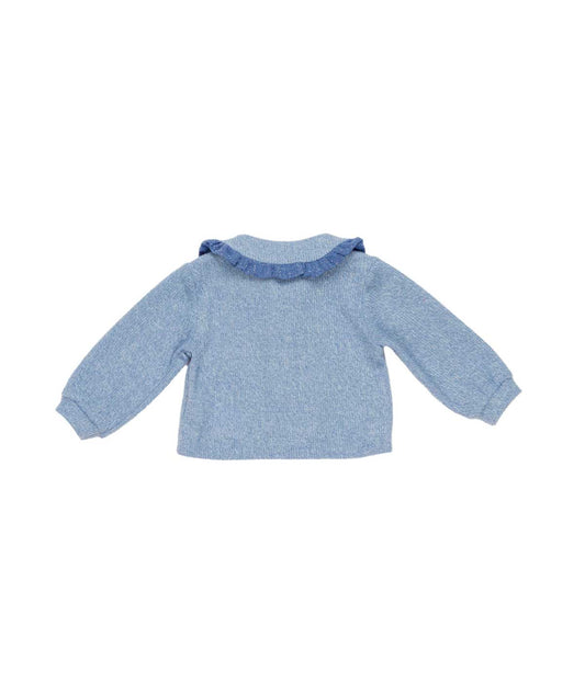 Baby Knit Cardigan with Ruffled Collar Cerulean / 9M