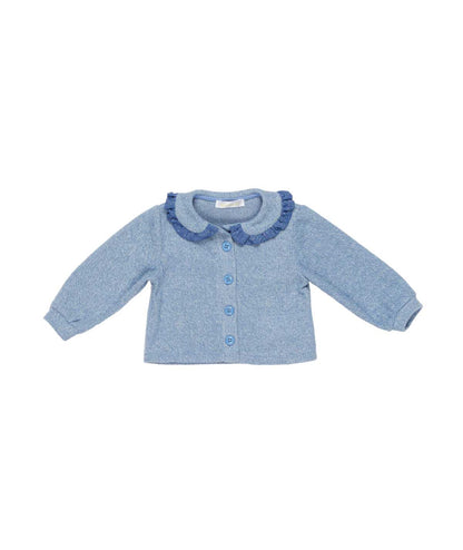 Baby Knit Cardigan with Ruffled Collar Cerulean / 9M