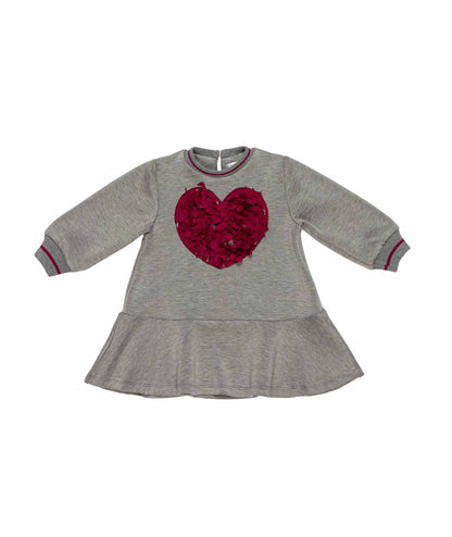 Girl Knit Dress with Heart AppliquŽ Melange Gray / 9M
