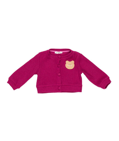 Ð Baby Knit Cardigan with Bear Patch Amaranth / 9M